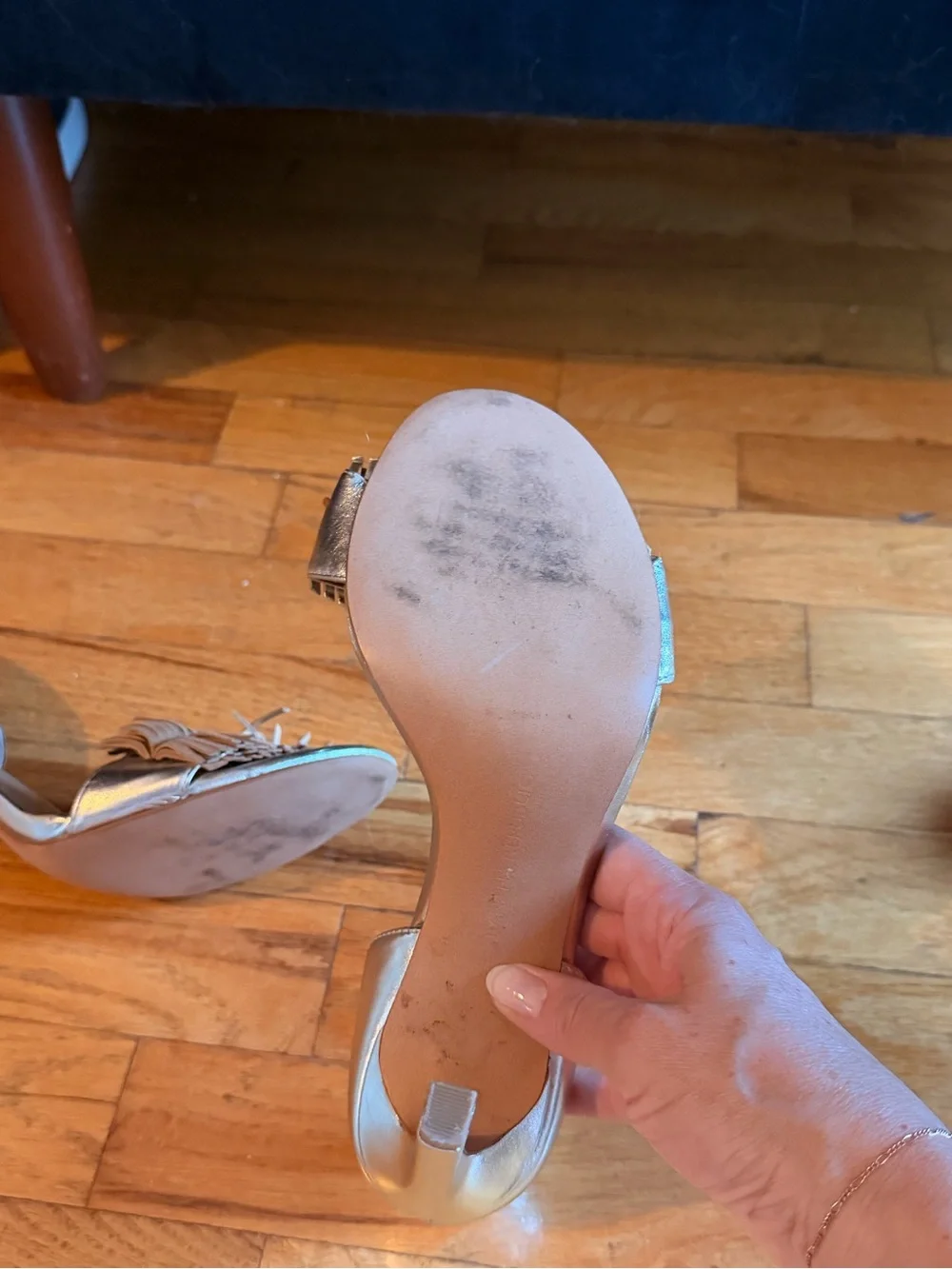 Banana Republic Metallic Taupe Fringe D'Orsay Heels
